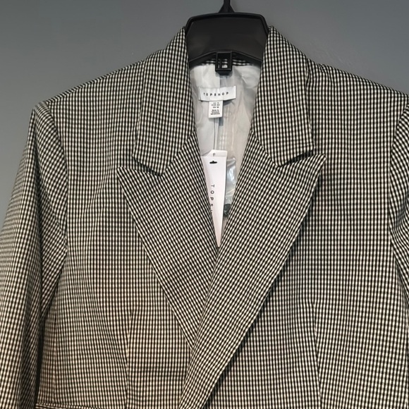Topshop Black and White Blazer Modern Tailored Fit - Picture 4 of 7